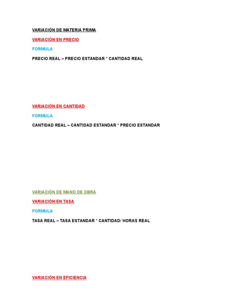 Formulas de Variaciones | PDF | Tecnología