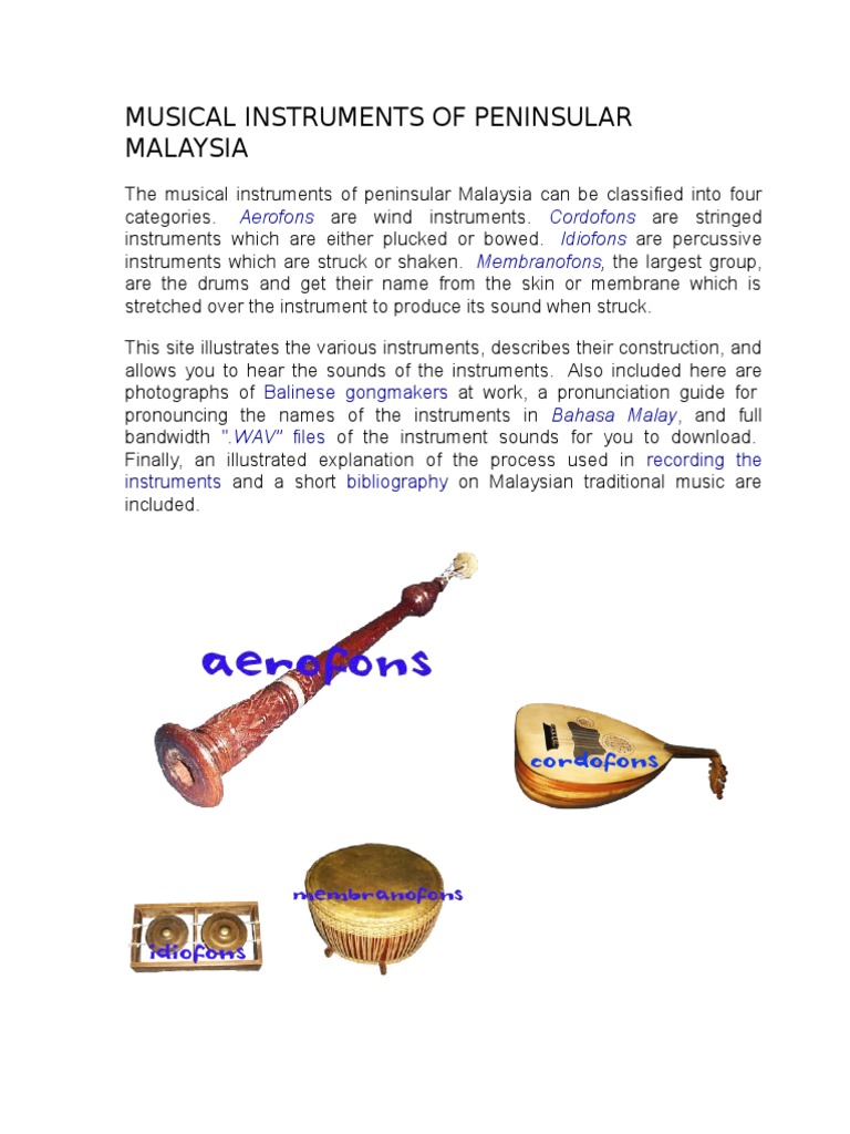 Traditional Musical Instruments of Malaysia | PDF
