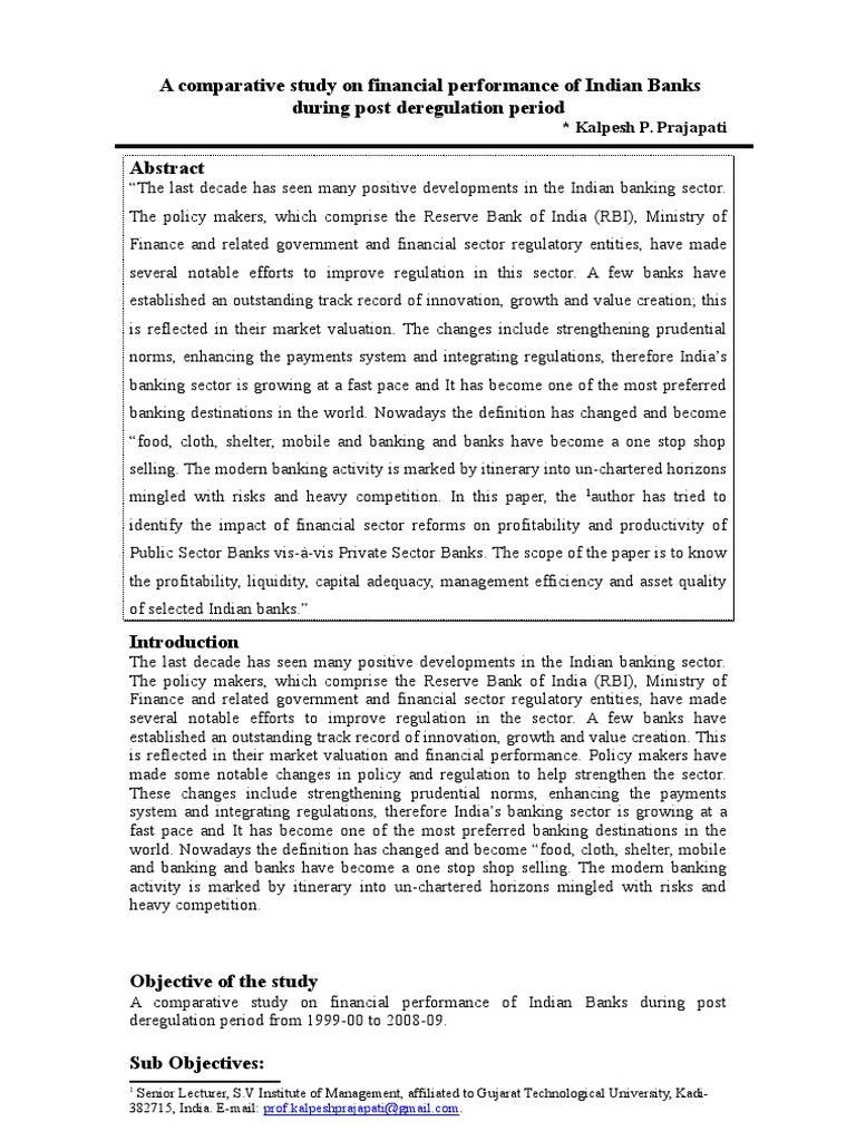 Financial Performance of Indian Banks | PDF | Correlation And ...