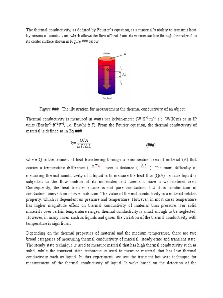 Measuring Thermal Conductivity in Liquids | PDF | Thermal Conductivity ...