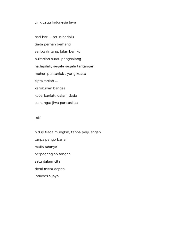 Lirik lagu indonesia jaya pdf