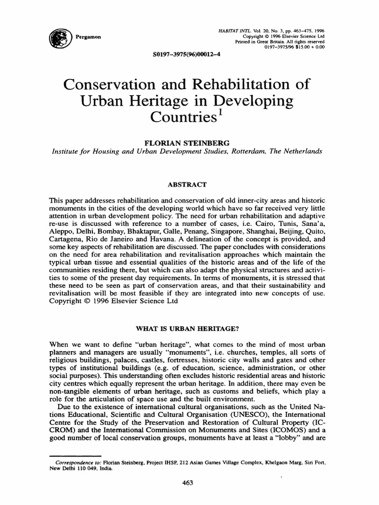 Conservation of Urban Heritage | PDF | Cultural Heritage | Historic ...