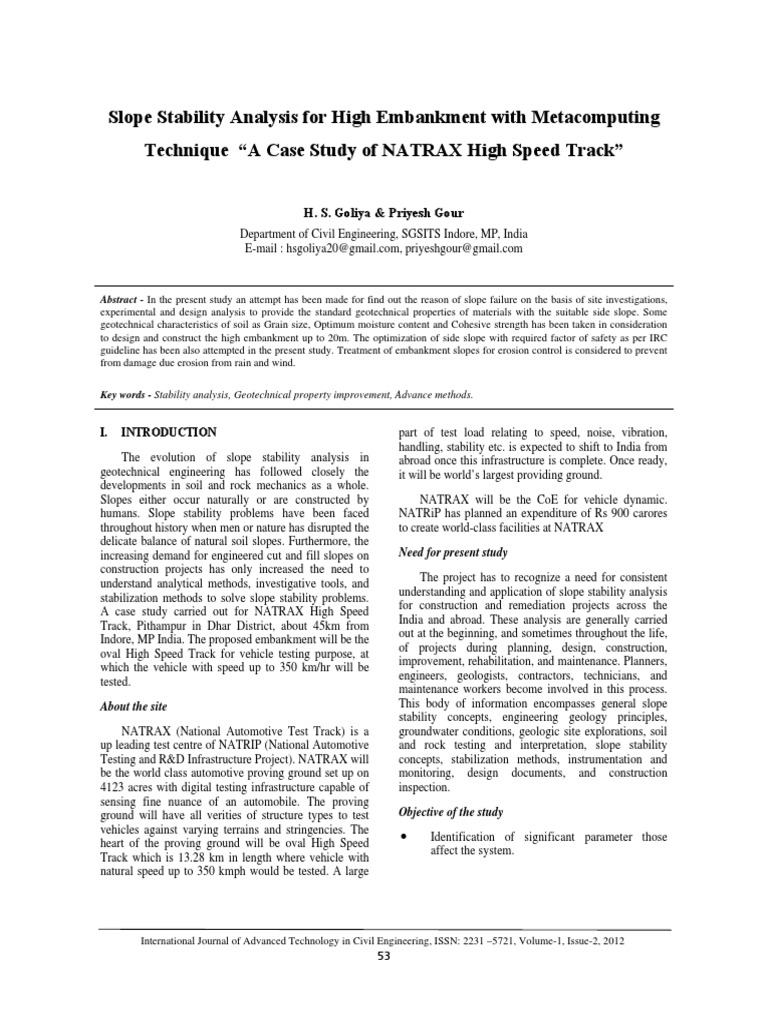 Slope Stability Analysis Pdf Infrastructure Mechanics