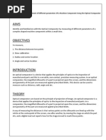 Experiment No: 03 EXPERIMENT: Measurement of Different Parameters of A Machine Component Using The Optical Comparator