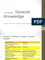 India-General Knowledge: Longest, Smallest, Largest, Highest, Biggest