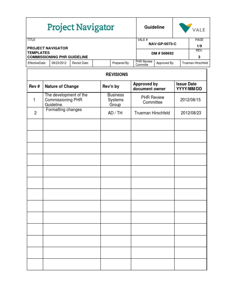 Commissioning PHR Guideline Template | PDF | Risk | Emergency Management