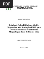 Estudo da Aplicabilidade do Modelo Regional de Alta Resolucao (HRM) para a Previsao Numerica de Tempo em Mocambique