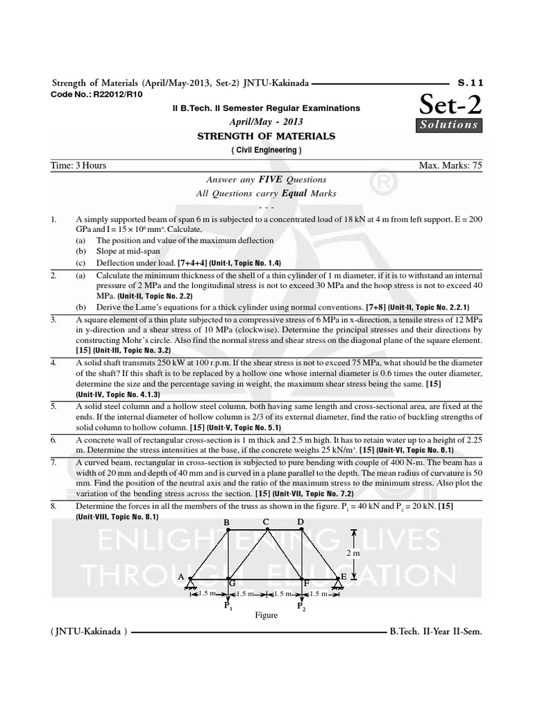 Strength of Materials Exam Solutions 2013 | PDF | Bending | Beam ...
