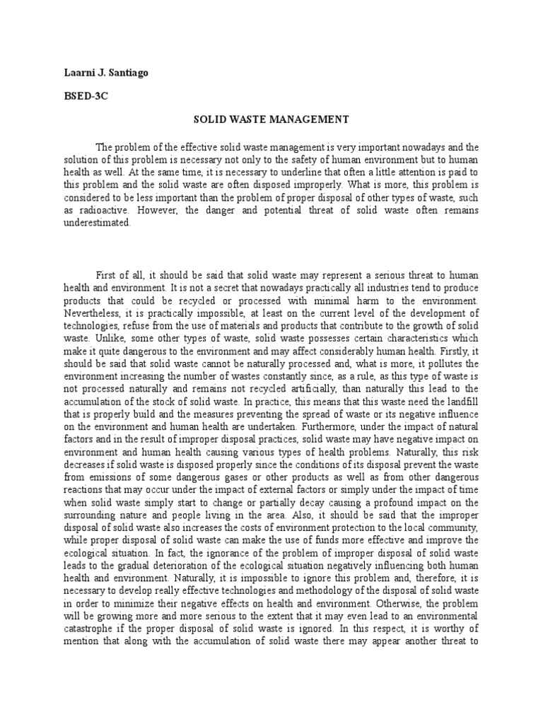 dissertation paper on solid waste management