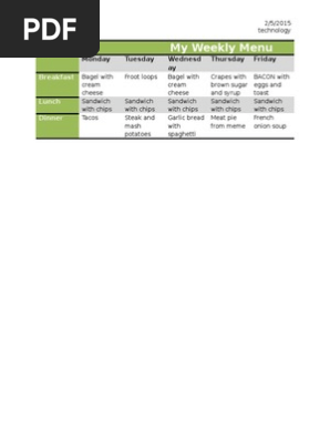 weekly menu