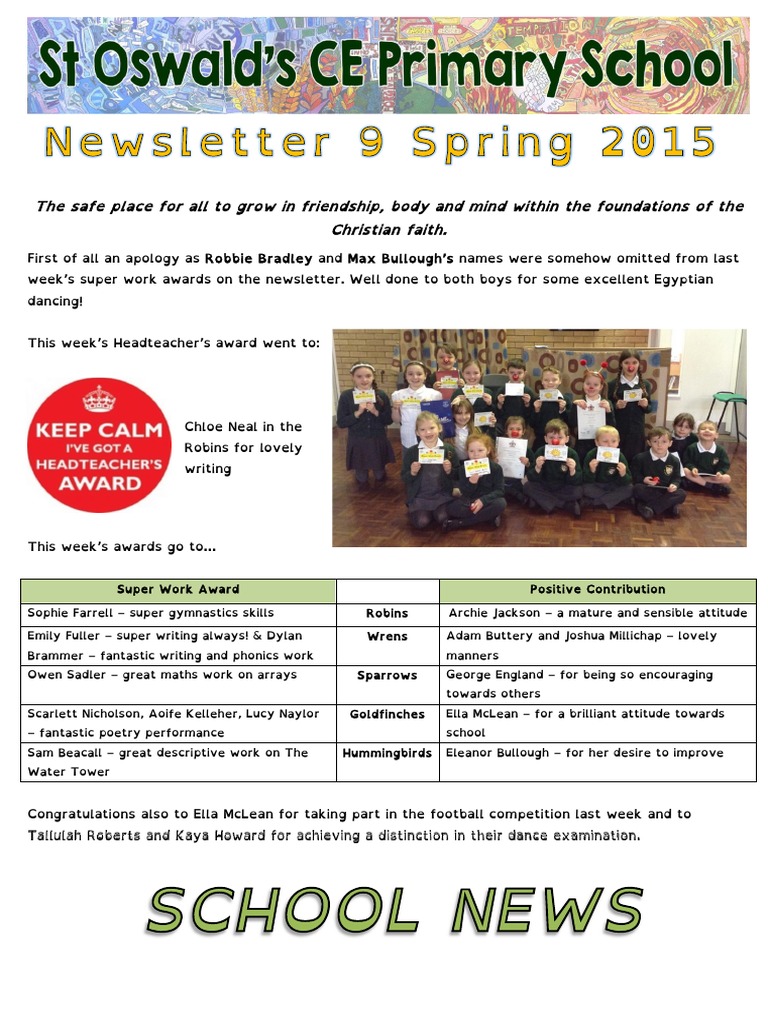 Weekly Awards and Events at St Oswald's | PDF | Leisure