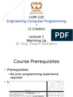 Engineering Computer Programming I: Dr. Eng. Essam Abdrabou