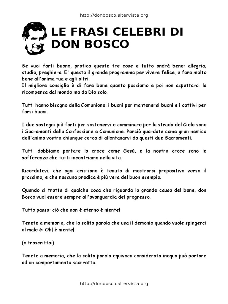 Le Frasi Celebri Di Don Bosco