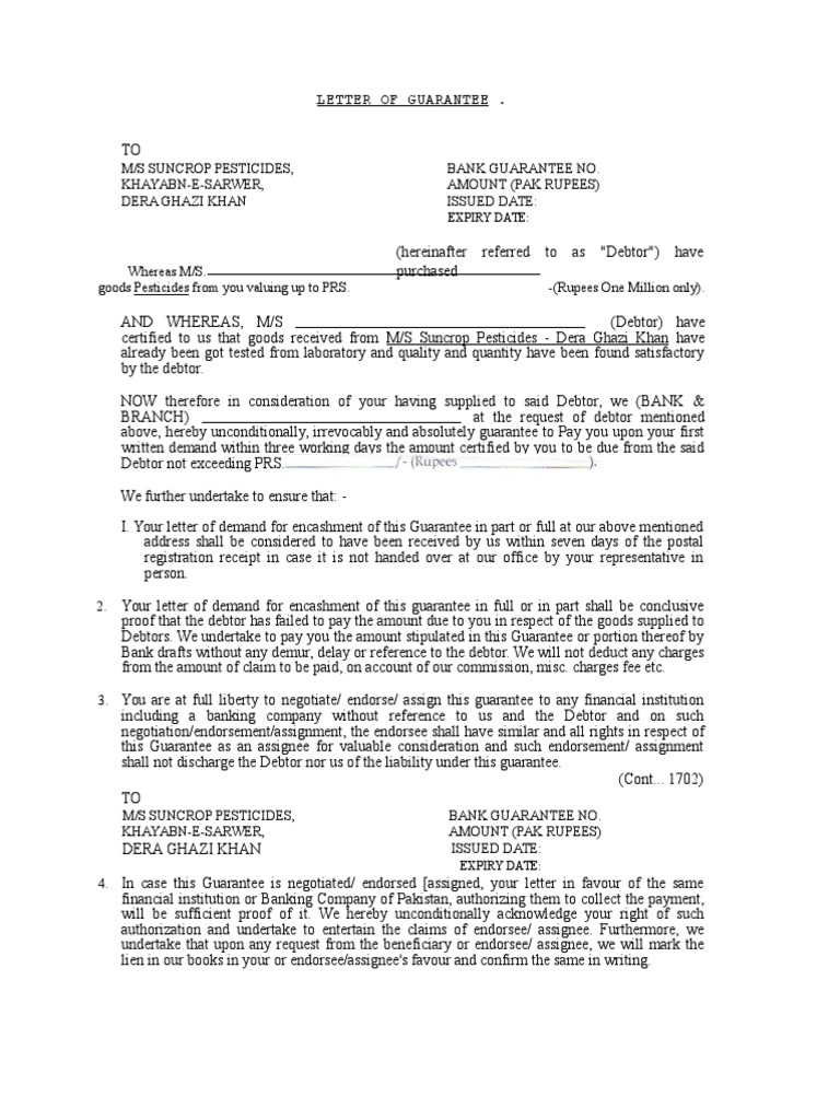 Letter to Credit Guarantee Assignment (Law)