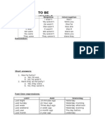 To Be (Simple Past) : Affirmative Negative Interrogative