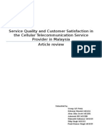 Service Quality and Customer Satisfaction in The Cellular Telecommunication Service Provider in Malaysia Article Review