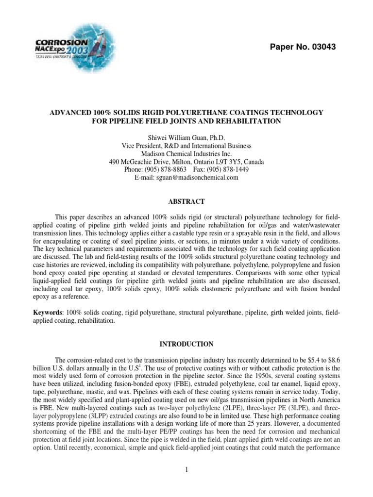 100% Solids Polyurethane And Polyurea Coatings Technology – VJHC
