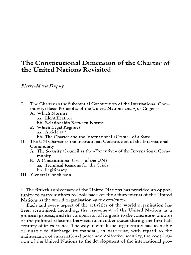 Constitutional Dimension The Charter of The United Nations Revisited ...