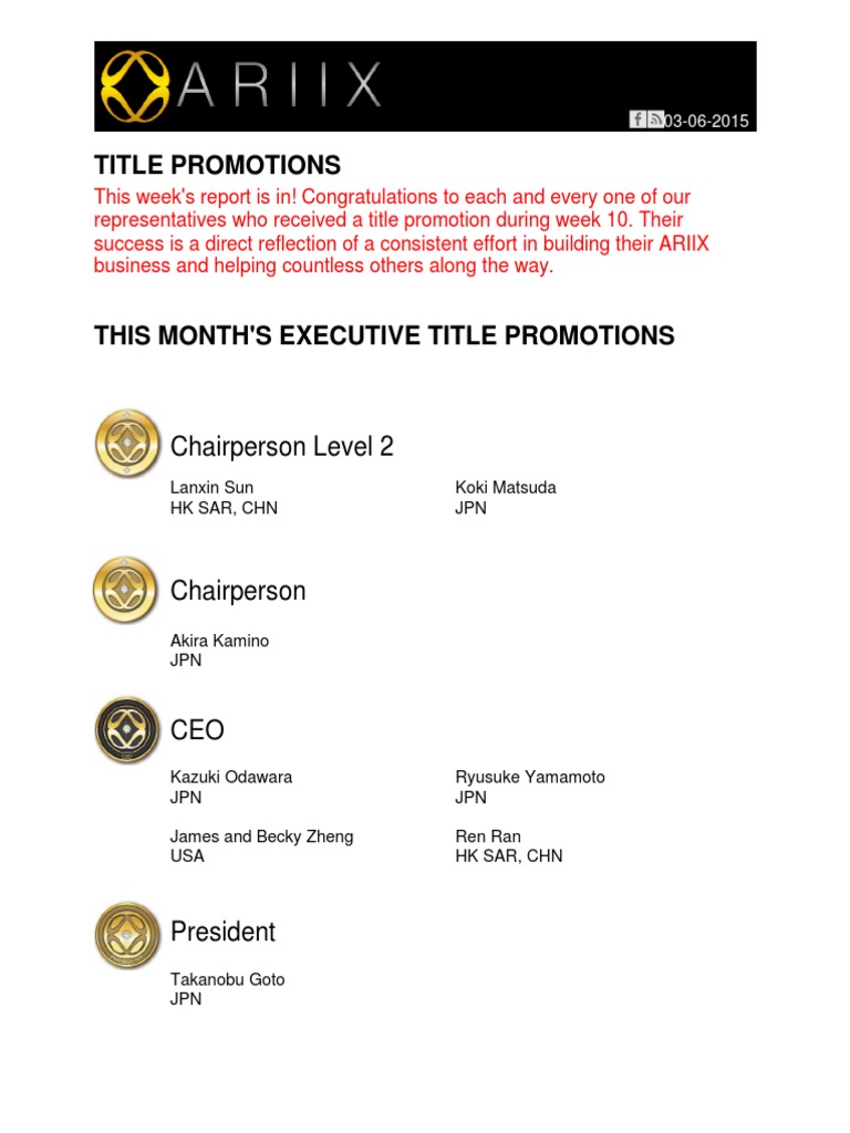 Weekly Title Promotion Week 10 | PDF | Business
