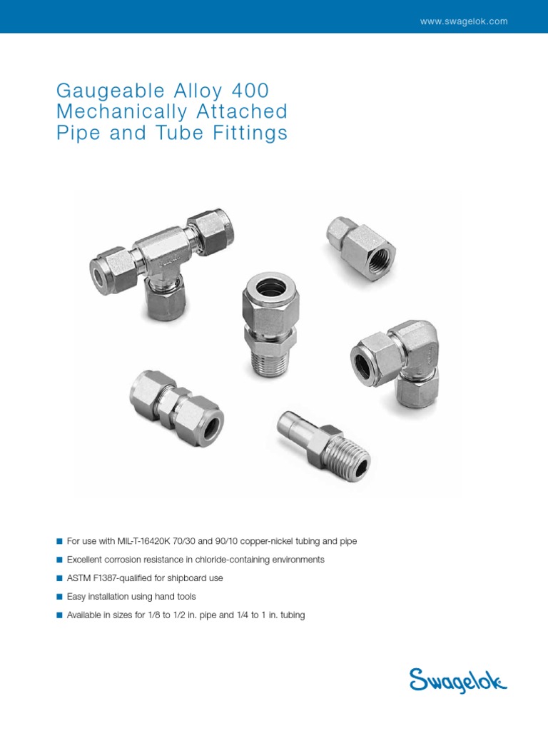Swagelok Gaugeable Tube Fittings Alloy 400 Pipe (Fluid Conveyance