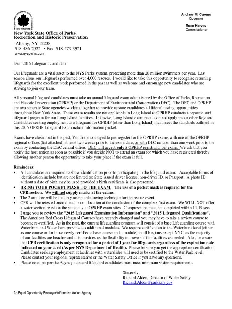 2015 NYS Lifeguard Exam Guidelines | PDF | Cardiopulmonary ...