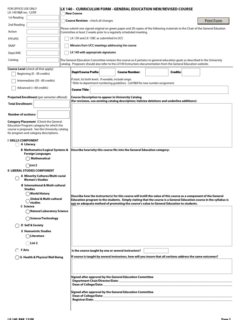 General Education Course Proposal Form | PDF | Curriculum | Change