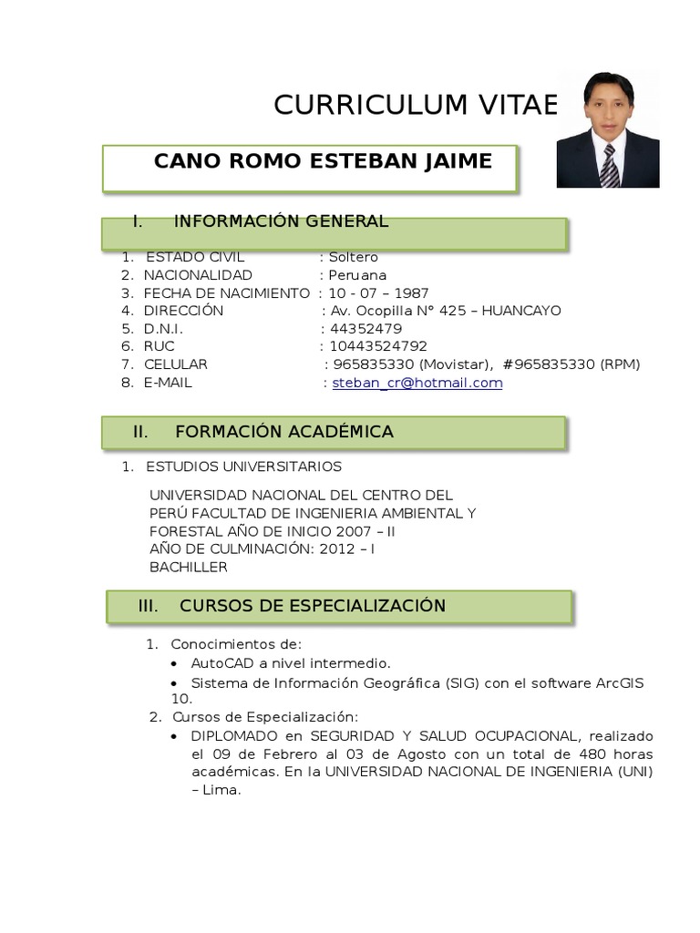 Curriculum vitae natural picture