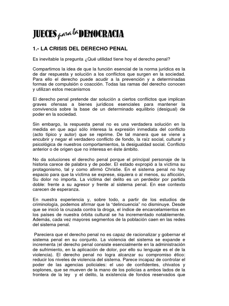 Crisis del Derecho Penal y sus Limitaciones | PDF | Delito | Derecho penal