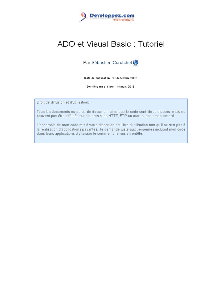 Ado PDF | PDF | Microsoft Access | Modèle d'objet composant