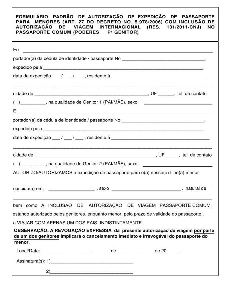 Autorização de Passaporte para Menor | PDF | Ciências Sociais, image size:768x1024
