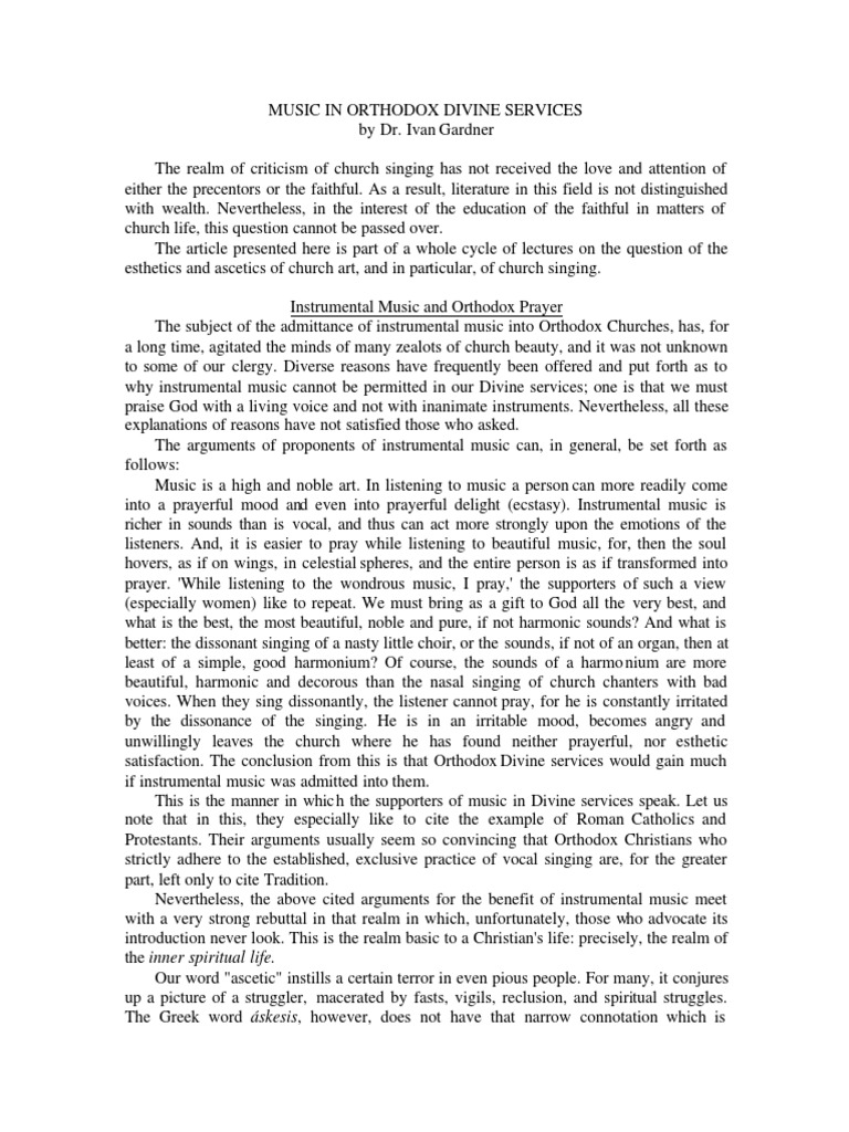Orthodox Church Music and Asceticism | PDF | Harmony | Eastern Orthodox ...
