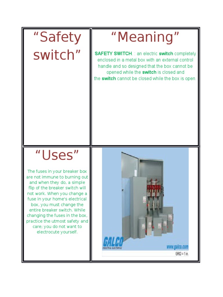 "Safety Switch" "Meaning" PDF