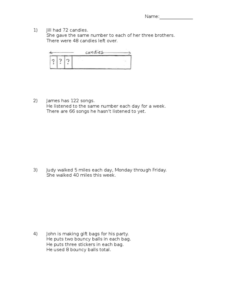 Tape Diagrams PDF Leisure Sports