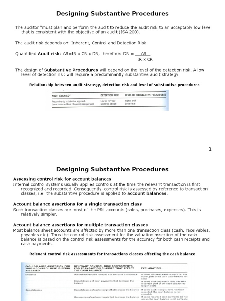 Substantive Audit Procedures Design | PDF | Audit | Risk