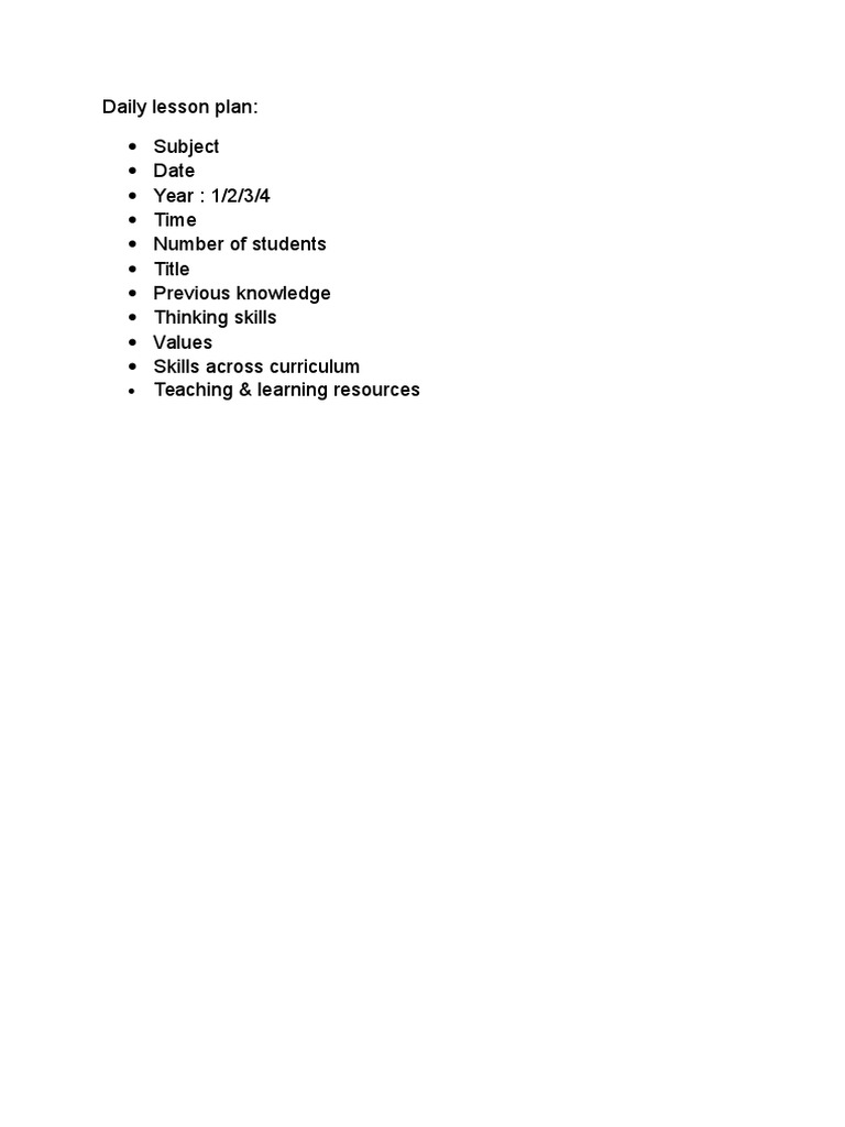 Daily Lesson Plan Template for Teachers | PDF | Career & Growth | Self ...