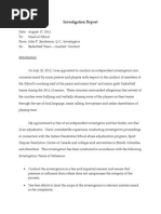 School Investigation Report August 2012 - Basketball Coaching Staff