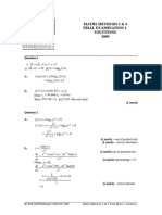 2009 Maths Methods 3 4 Exam 1 Solutions