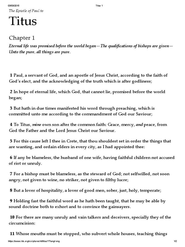 Titus: Chapter 1 | PDF | Politics | Law