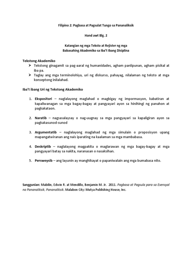 Thesis sa pagbasa at pagsulat picture