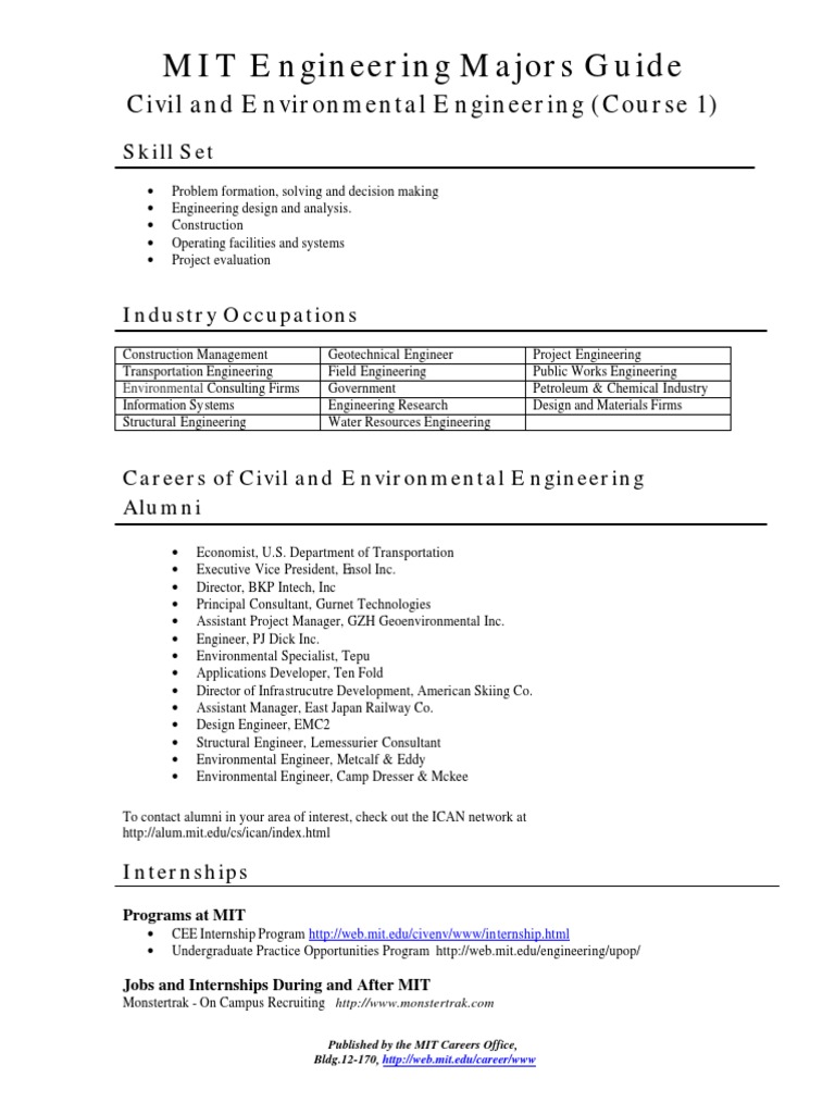 MIT Civil Engineering Career Guide | PDF | Civil Engineering | Engineering