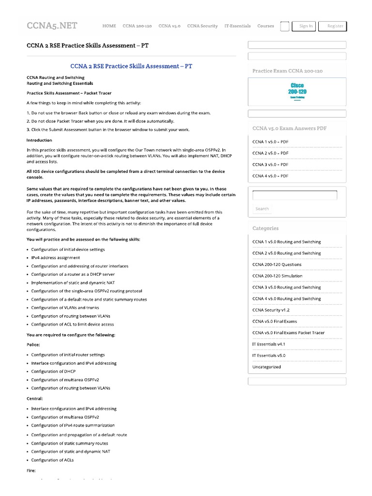 Ccna 2 Rse Practice Skills Ccna5 | PDF
