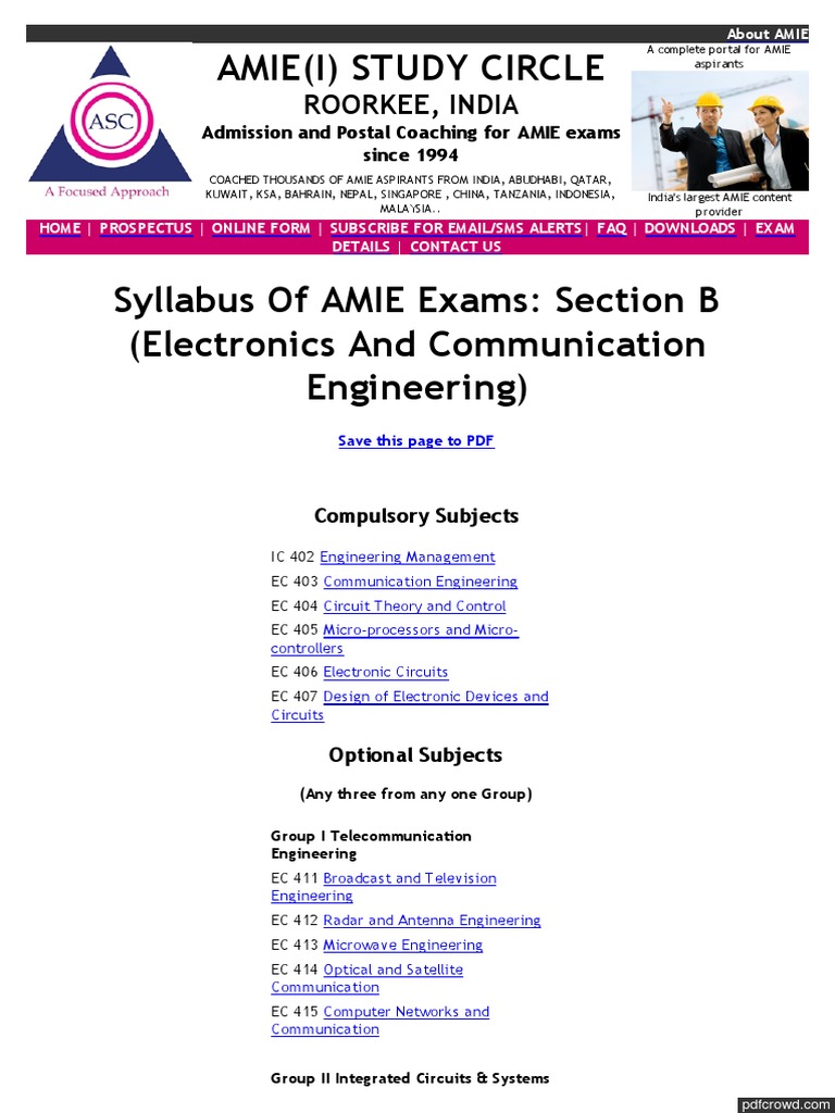Syllabus Amie Syllabus Section B (EC) PDF Mosfet Antenna (Radio)