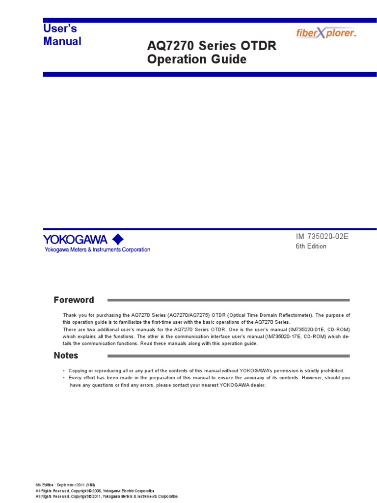 Yokogawa OTDR Decibel Attenuation