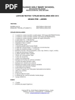 Lista de Textos y Utiles Escolares Colegio Holy Mary School