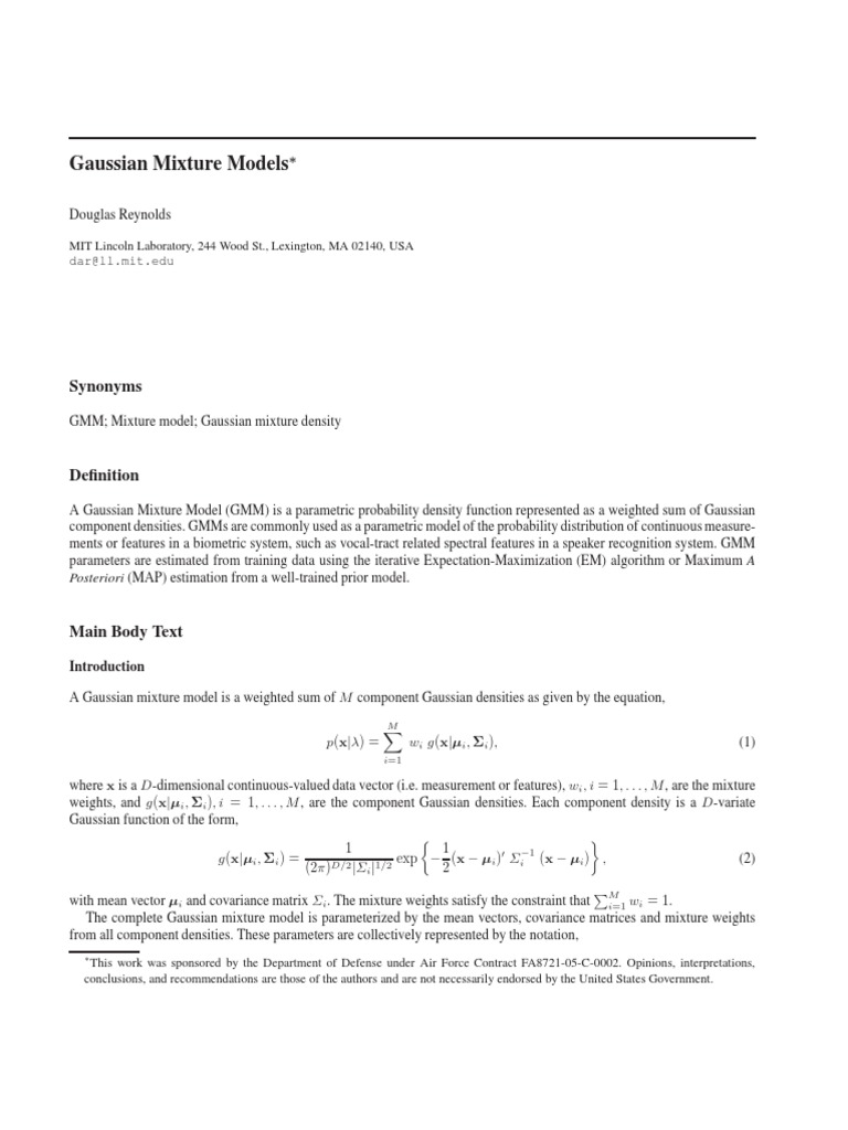 Gaussian Mixture Models | PDF | Covariance Matrix | Estimation Theory