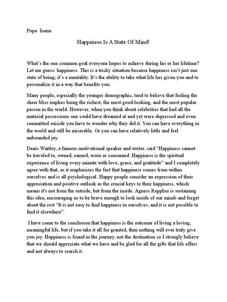 Happiness definition essay