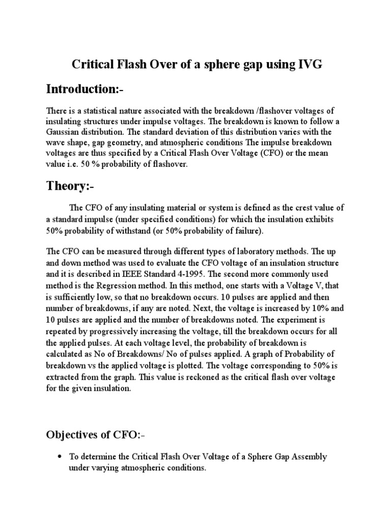 Critical Flash Over of A Sphere Gap Using IVG | PDF | Insulator ...