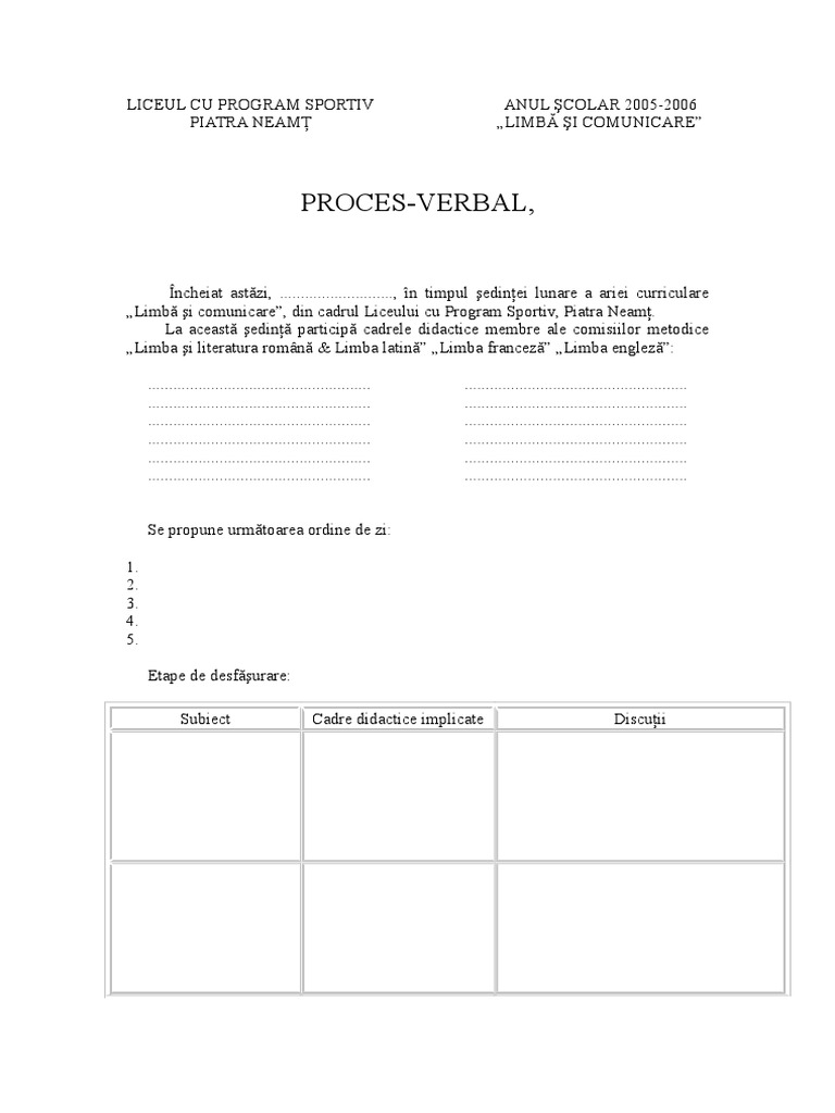 Proces Verbal Model | PDF
