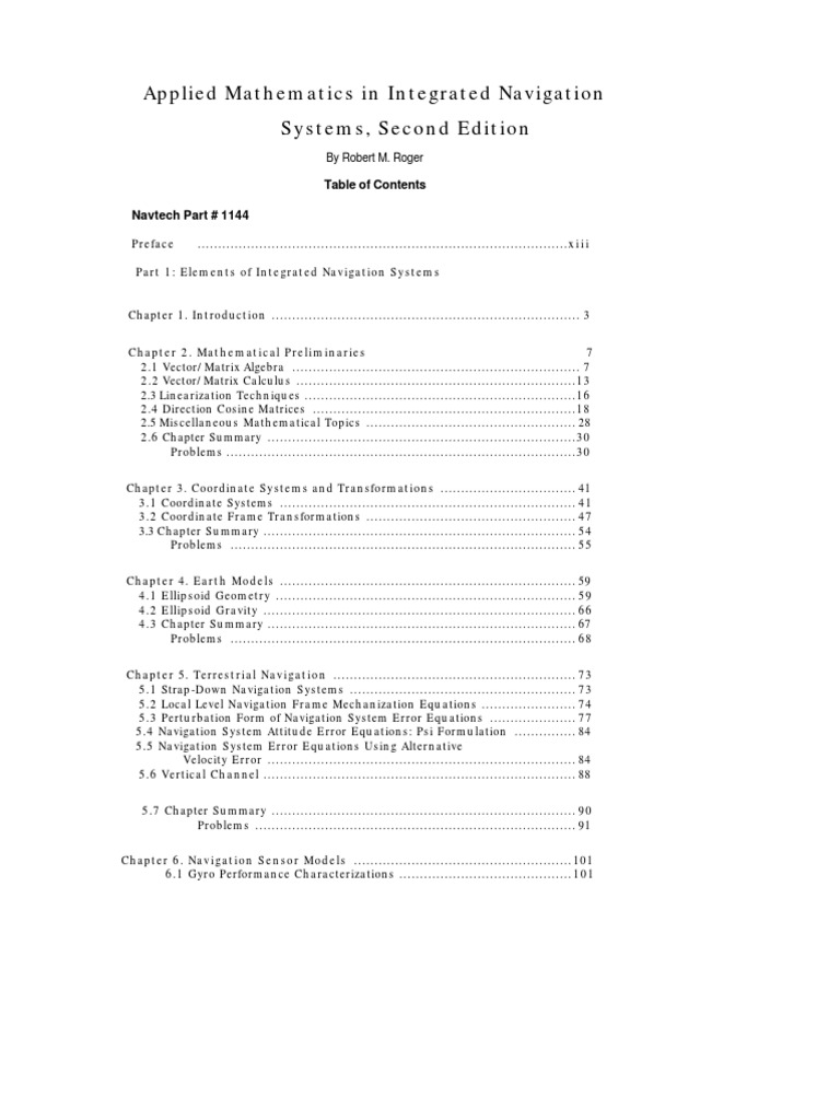 Applied Mathematics for Navigation Systems | PDF | Kalman Filter ...