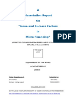 A Dissertation Report On "Issue and Success Factors in Micro Financing"